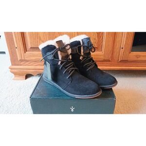 EMU Australia Winton Black Suede Wool Lined Boots‎ Women's Size 10